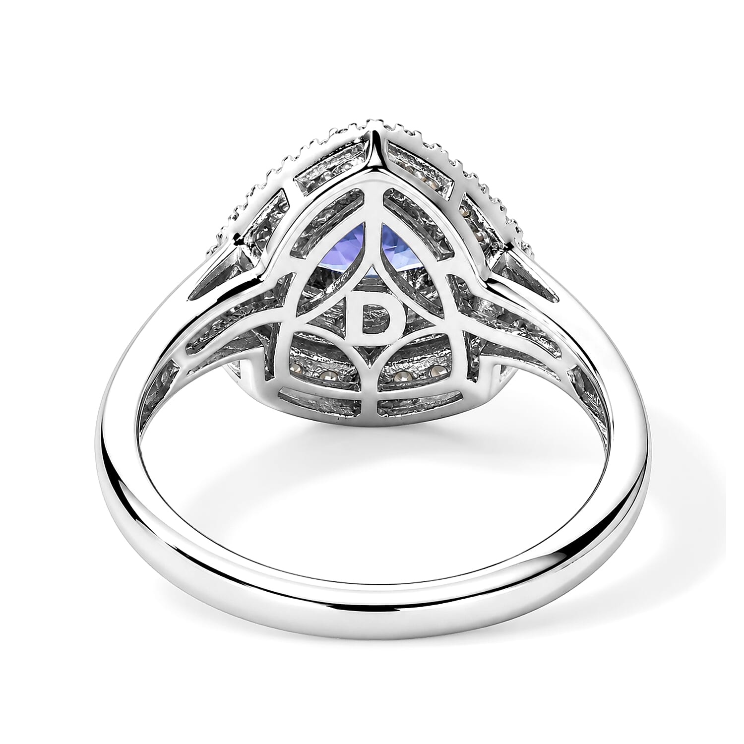 D'Joy Premium Tanzanite and Moissanite 1.40 ctw Ring in Rhodium Over Sterling Silver (Size 6.0)