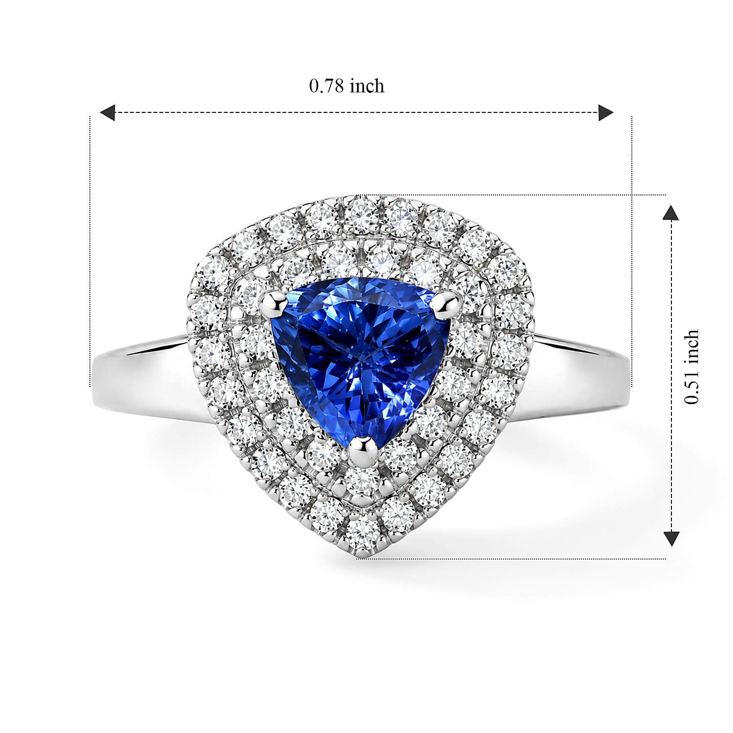 D'Joy Premium Tanzanite and Moissanite 1.40 ctw Ring in Rhodium Over Sterling Silver (Size 6.0)