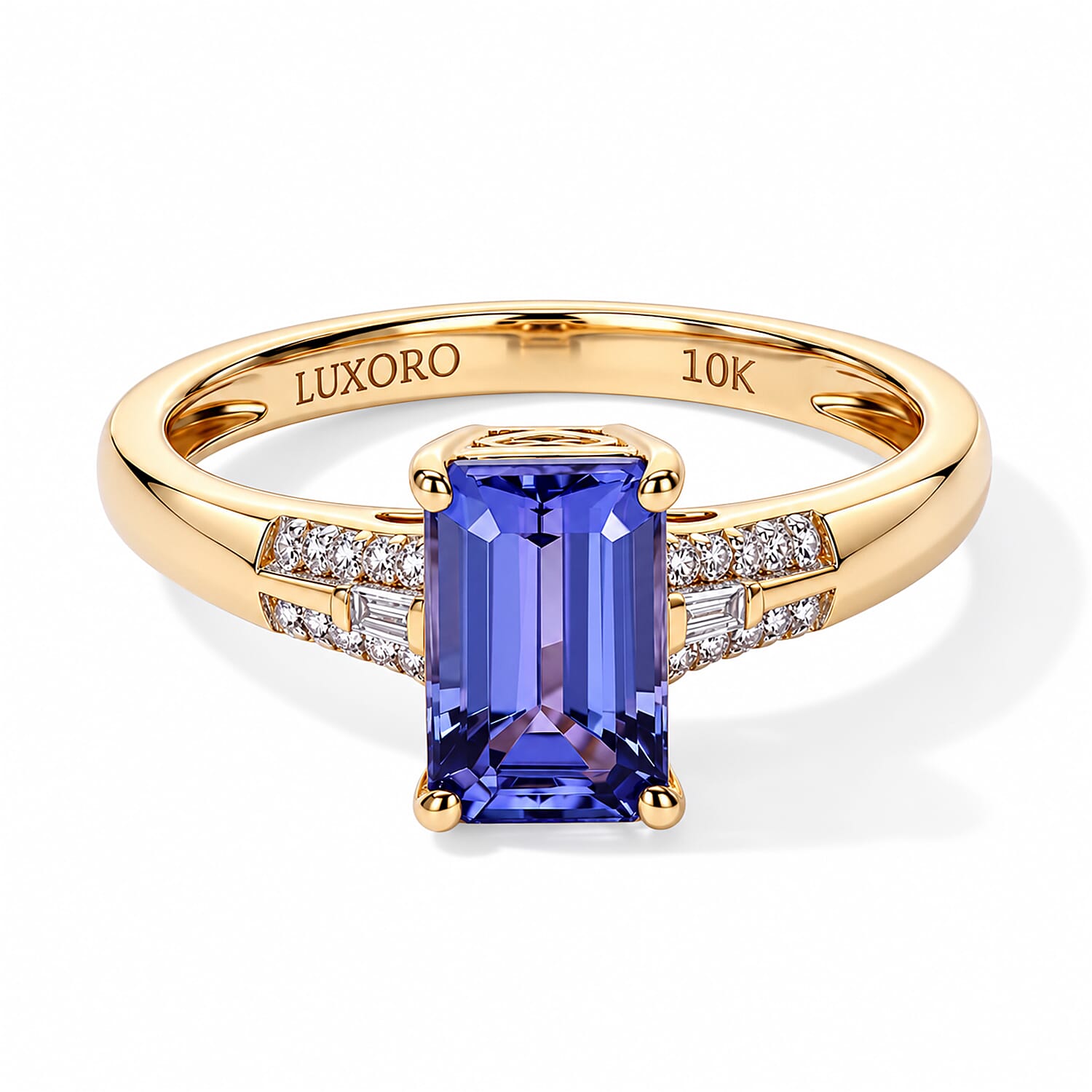 Luxoro Premium Tanzanite and Diamond I2 1.35 ctw Ring in 10K Yellow Gold (Size 7.0)