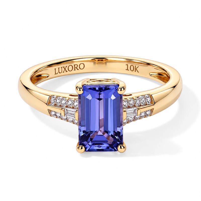 Luxoro Premium Tanzanite and Diamond I2 1.35 ctw Ring in 10K Yellow Gold (Size 7.0)