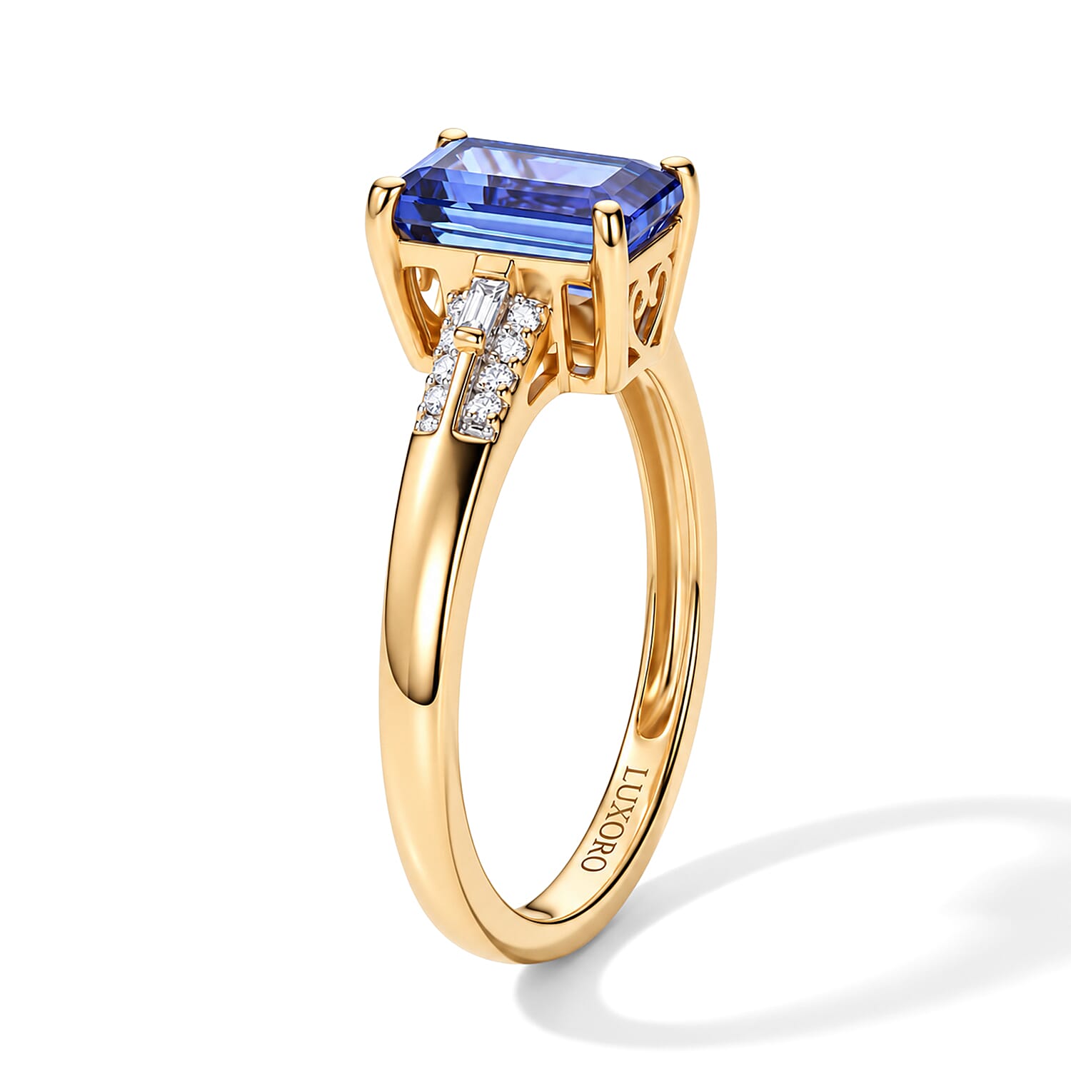 Luxoro Premium Tanzanite and Diamond I2 1.35 ctw Ring in 10K Yellow Gold (Size 7.0)