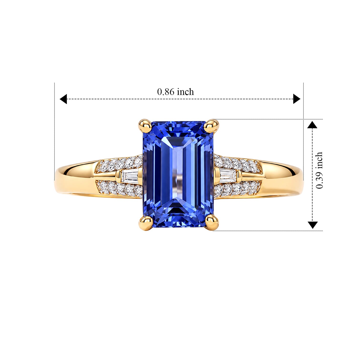 Luxoro Premium Tanzanite and Diamond I2 1.35 ctw Ring in 10K Yellow Gold (Size 7.0)