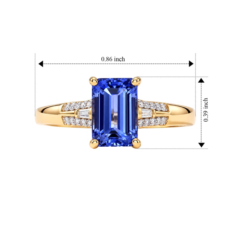 Luxoro Premium Tanzanite and Diamond I2 1.35 ctw Ring in 10K Yellow Gold (Size 7.0)