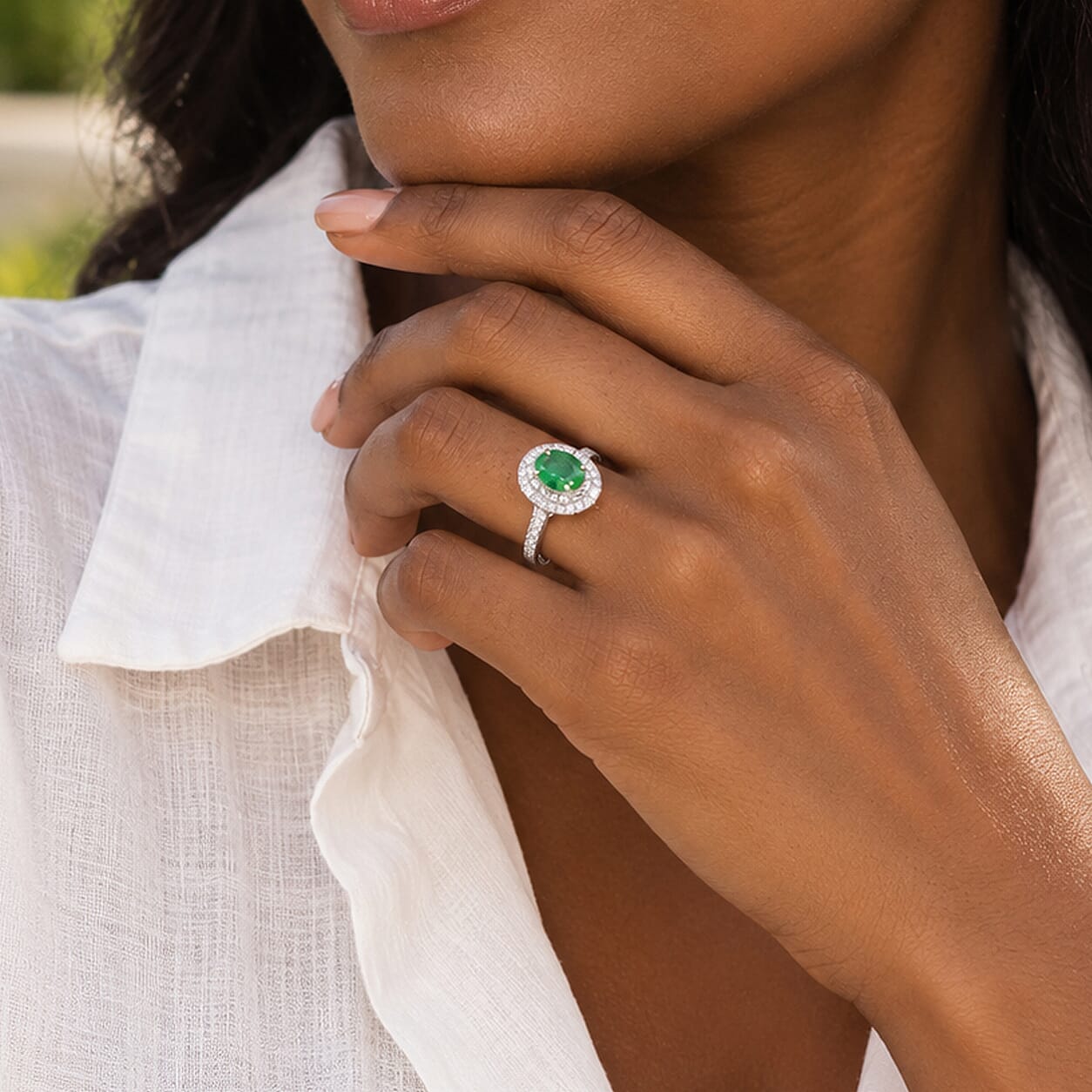 Certified and Appraised D'Joy Premium Hebei Peridot and Moissanite 3.60 ctw Ring in Rhodium Over Sterling Silver (Size 8.0)
