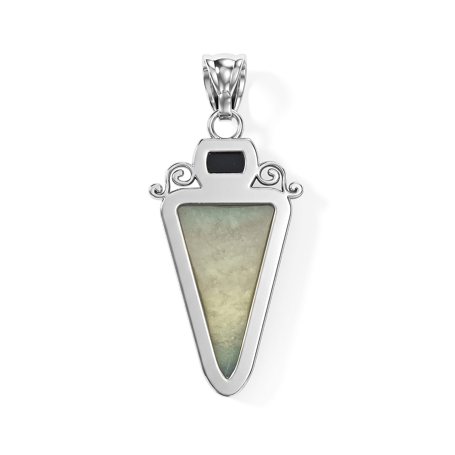 Arrowhead Hemimorphyte Soutwest and Black Agate 30.00 ctw Pendant Without Chain in Stainless Steel (Center Stone Varies)