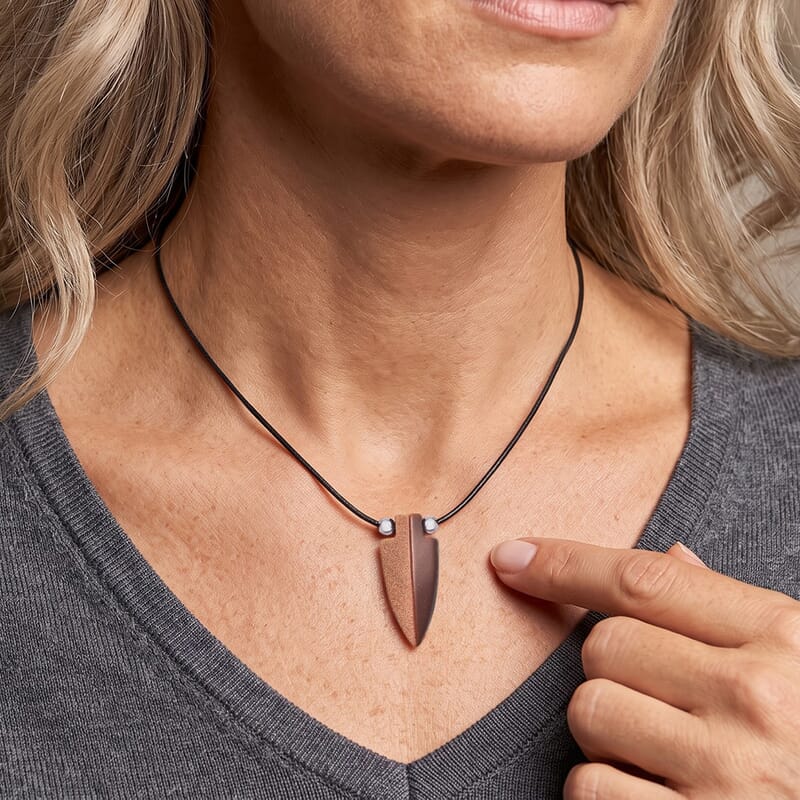 Arrowhead Goldstone and Lava 32.00 ctw Cord Necklace in Stainless Steel 16-20 Inches