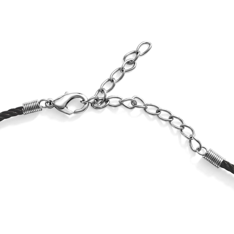 Arrowhead Goldstone and Lava 32.00 ctw Cord Necklace in Stainless Steel 16-20 Inches