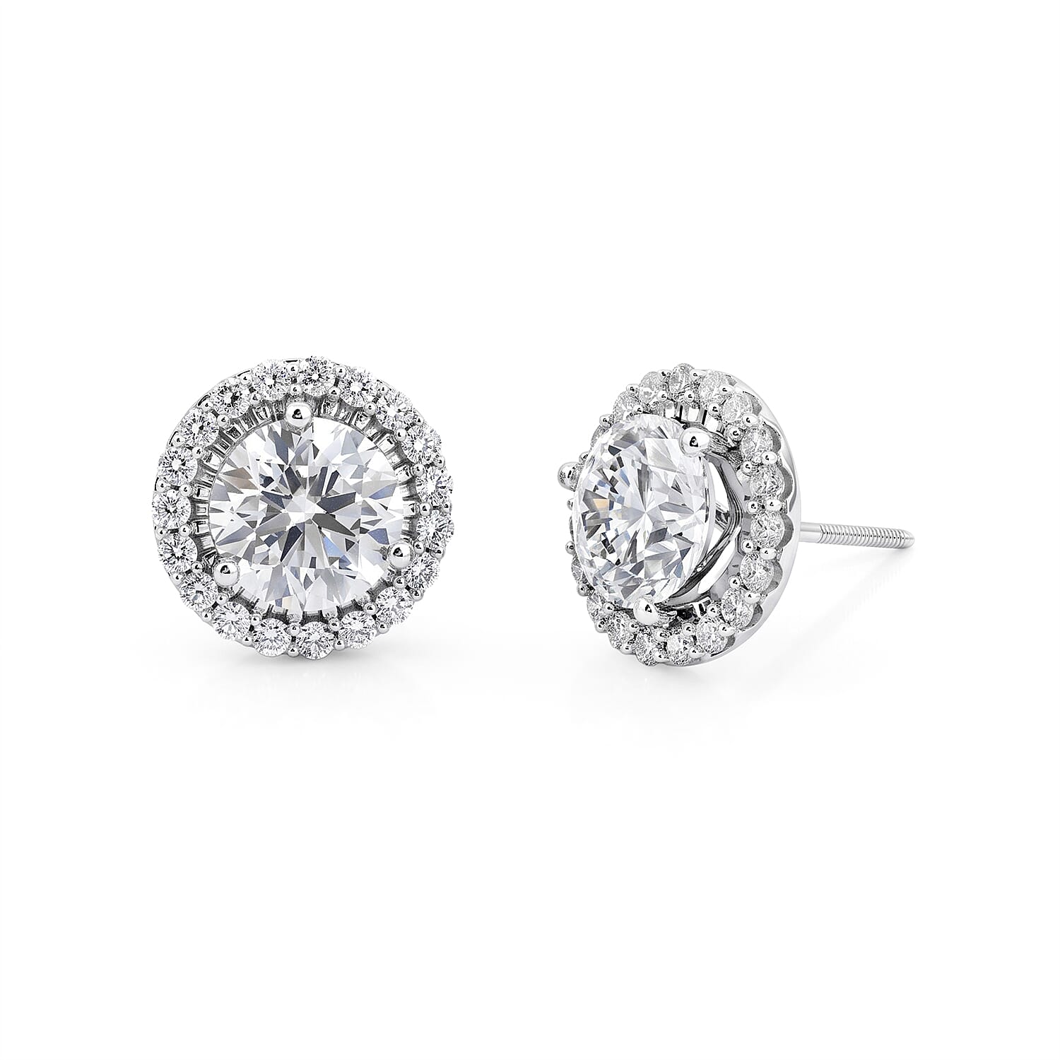 Luxuriant Lab Grown Diamond 3.50 ctw Halo Earrings in 14K White Gold