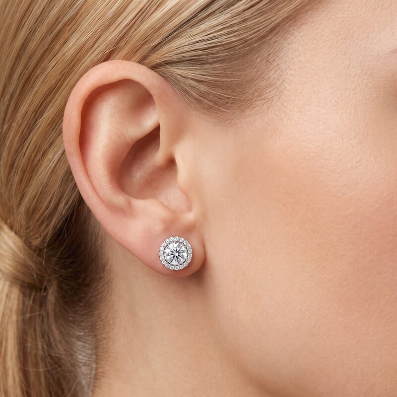 Luxuriant Lab Grown Diamond 3.50 ctw Halo Earrings in 14K White Gold