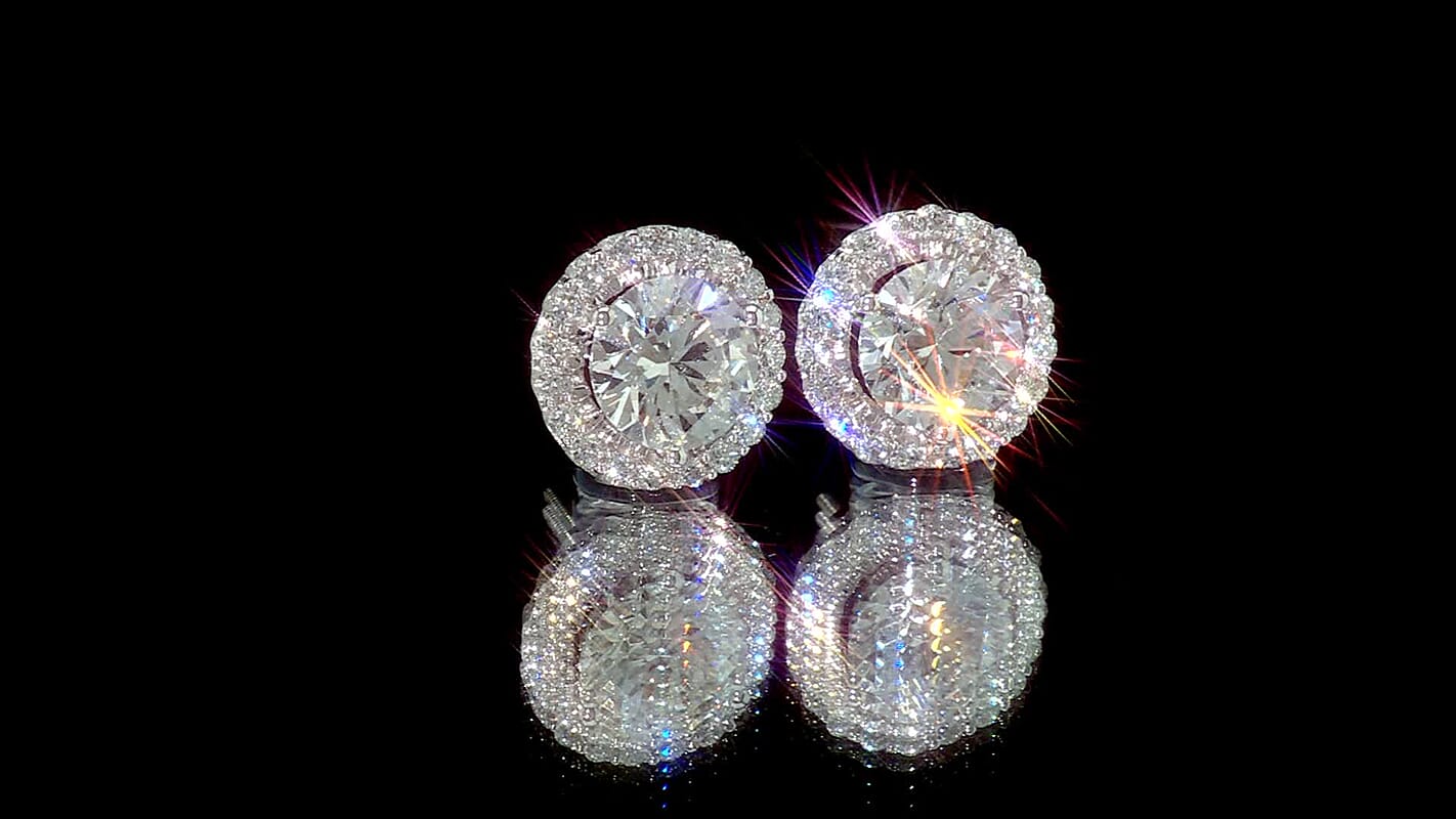 Chuck’s 50th Anniversary Special 14K White Gold Luxuriant Lab Grown Diamond Halo Earrings 3.50 ctw