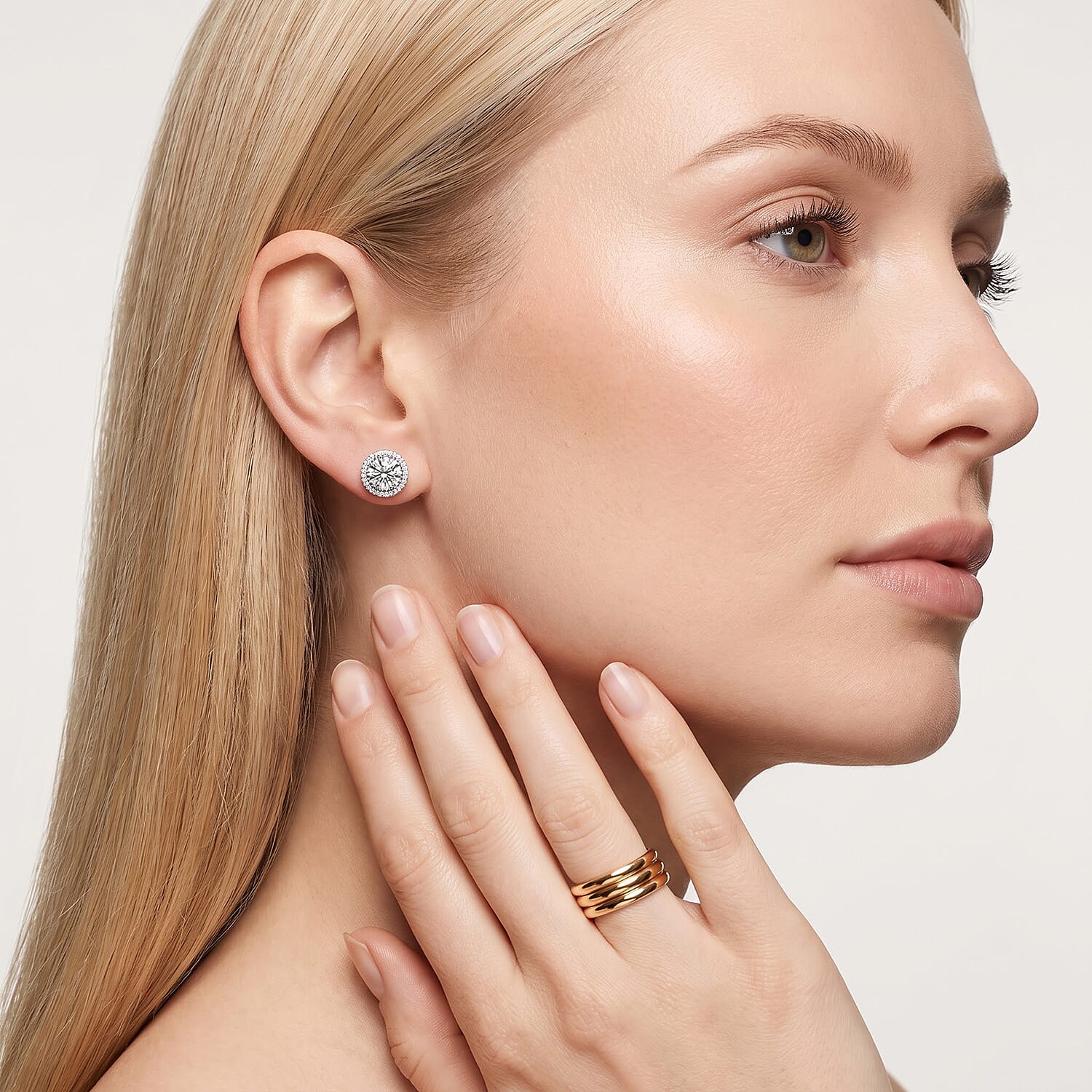 Luxuriant Lab Grown Diamond 3.50 ctw Halo Earrings in 14K White Gold
