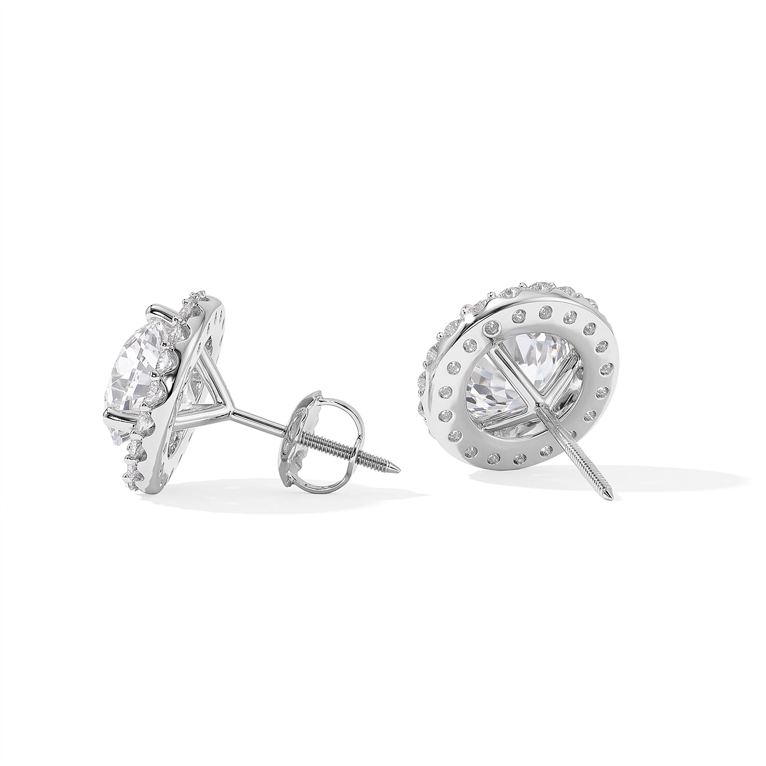 Luxuriant Lab Grown Diamond 3.50 ctw Halo Earrings in 14K White Gold