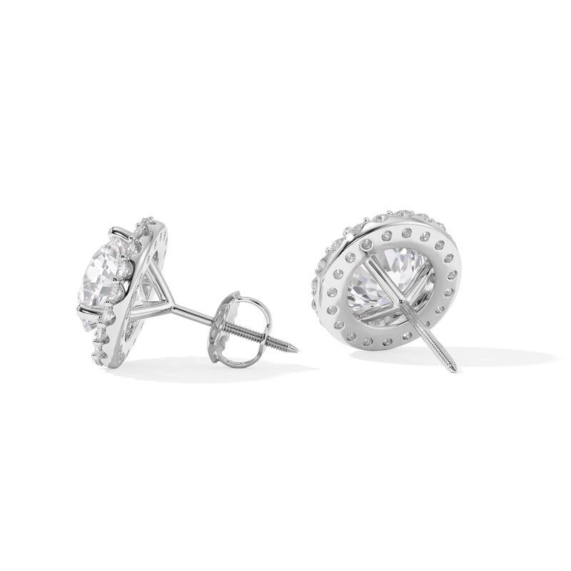 Luxuriant Lab Grown Diamond 3.50 ctw Halo Earrings in 14K White Gold