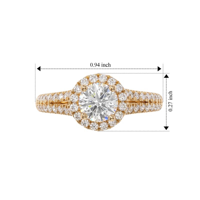 Luxuriant Lab Grown Diamond G VS 1.50 ctw Halo Ring in 14K Yellow Gold (Size 6.0)