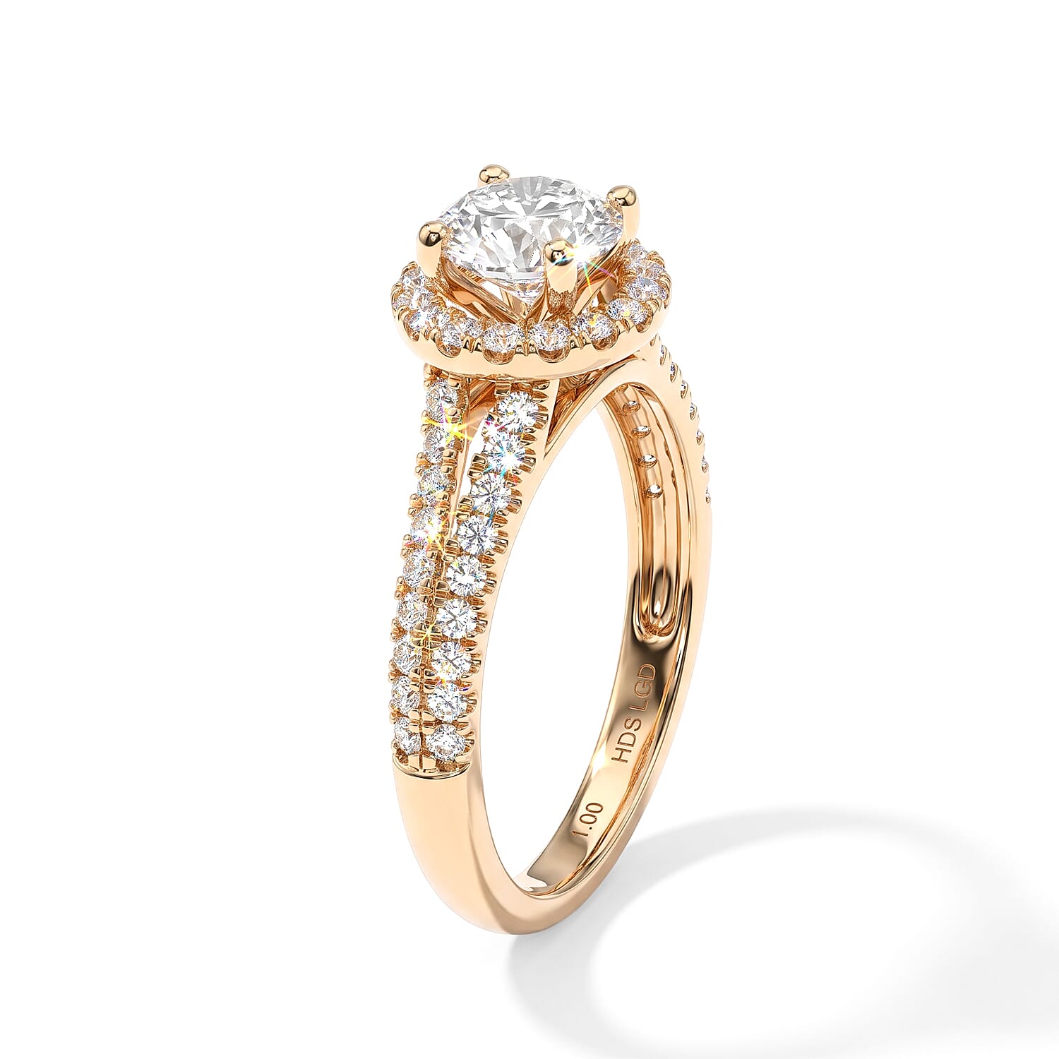 Luxuriant Lab Grown Diamond G VS 1.50 ctw Halo Ring in 14K Yellow Gold (Size 7.0)