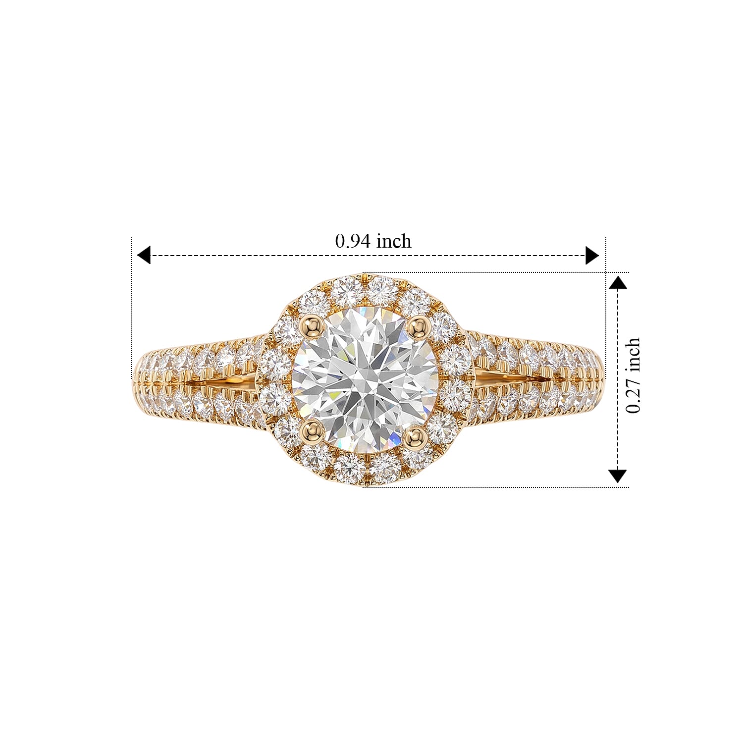 Luxuriant Lab Grown Diamond G VS 1.50 ctw Halo Ring in 14K Yellow Gold (Size 7.0)
