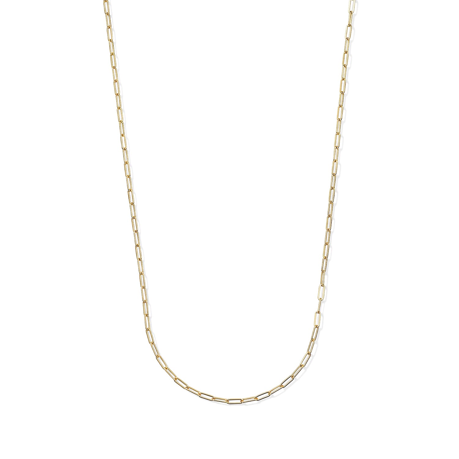 Hollow Paperclip 2.5mm Necklace in 14K Yellow Gold 20 Inches 2.30 Grams