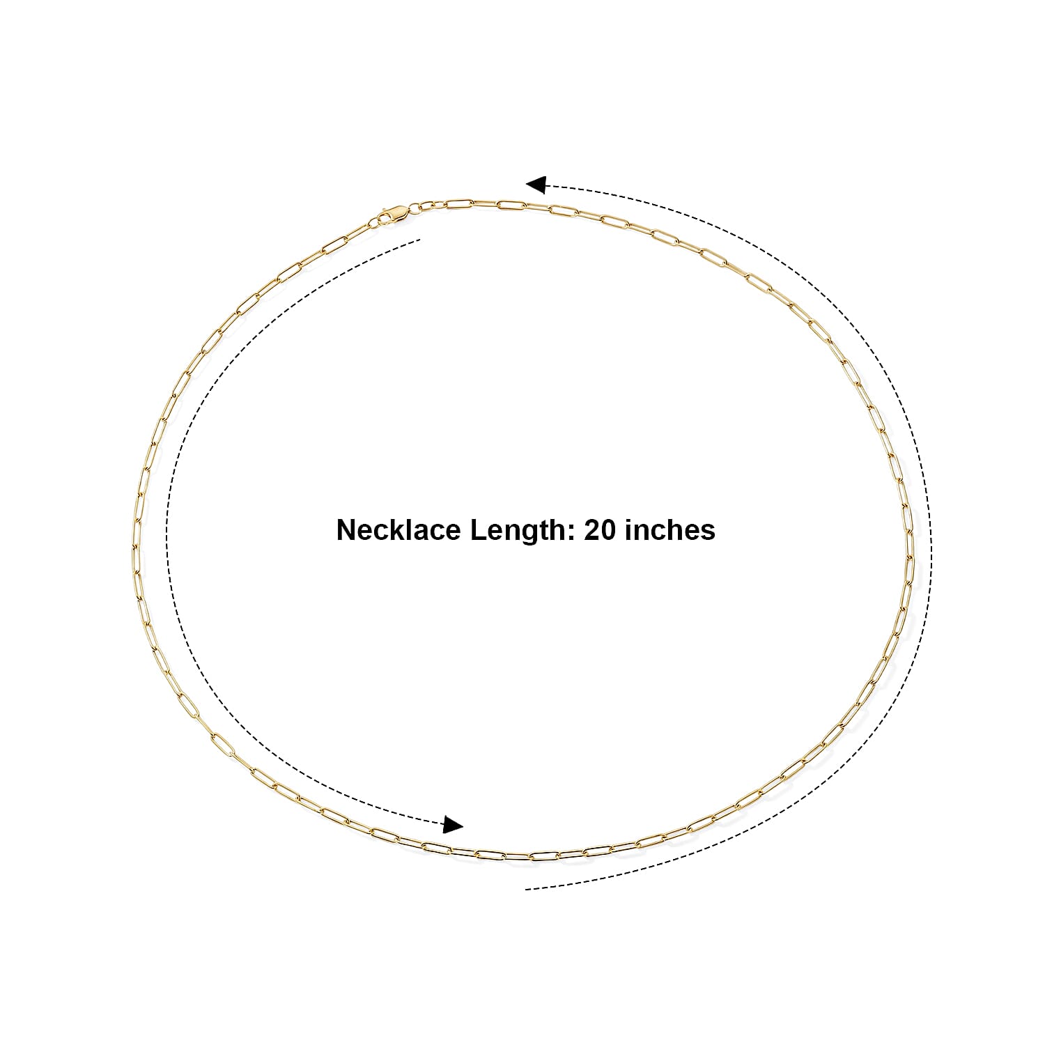Hollow Paperclip 2.5mm Necklace in 14K Yellow Gold 20 Inches 2.30 Grams
