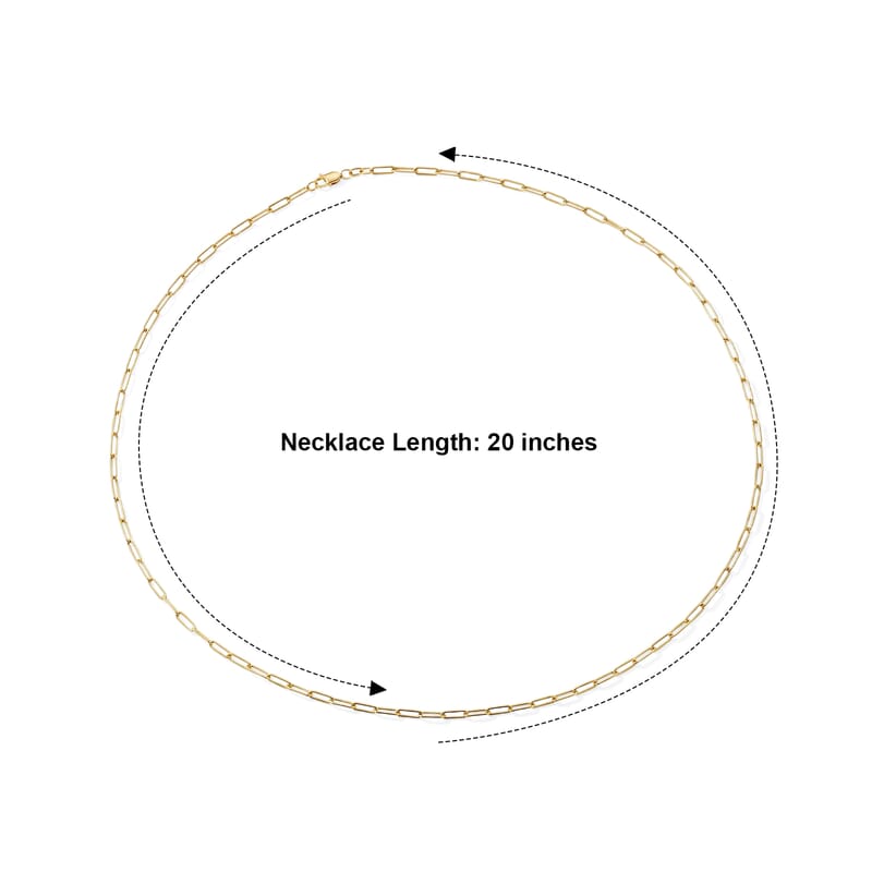 Hollow Paperclip 2.5mm Necklace in 14K Yellow Gold 20 Inches 2.30 Grams