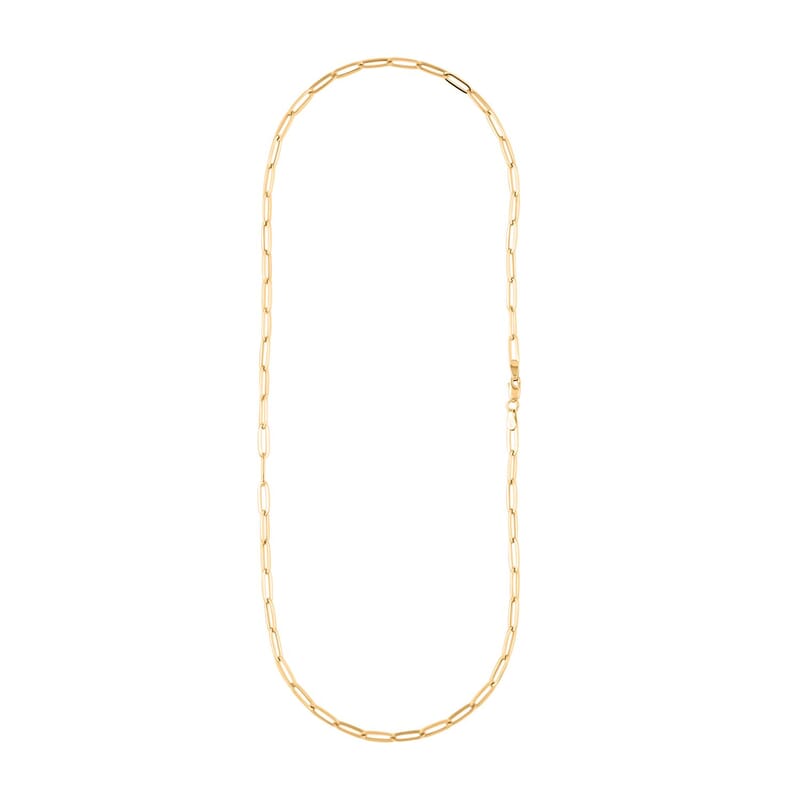 Hollow Paperclip 2.5mm Necklace in 14K Yellow Gold 20 Inches 2.30 Grams