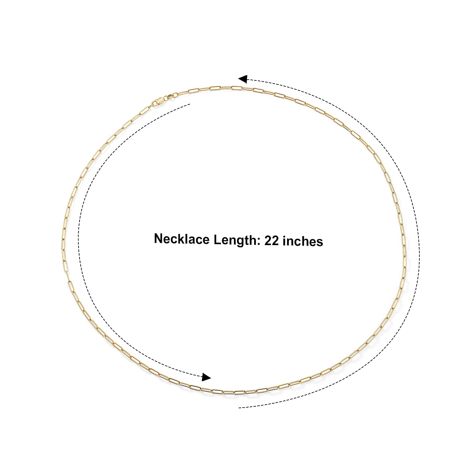 Hollow Paperclip 2.5mm Necklace in 14K Yellow Gold 22 Inches 2.50 Grams