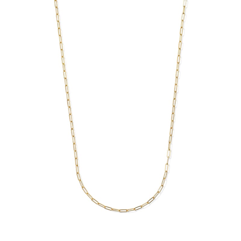 Hollow Paperclip 2.5mm Necklace in 14K Yellow Gold 24 Inches 2.70 Grams