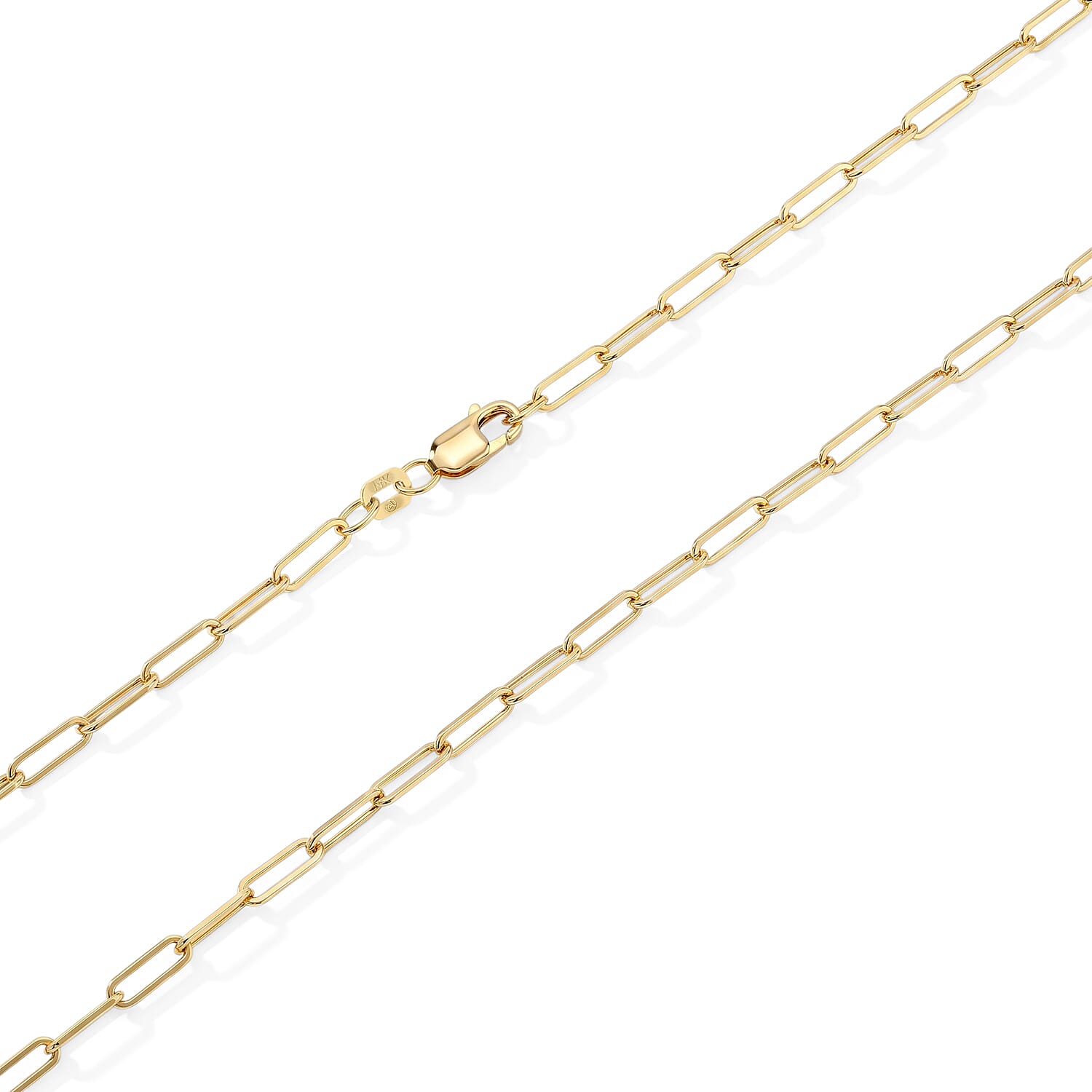 Hollow Paperclip 2.5mm Necklace in 14K Yellow Gold 24 Inches 2.70 Grams