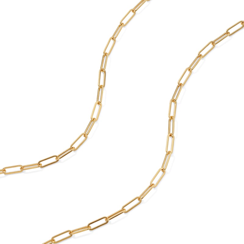 Hollow Paperclip 2.5mm Necklace in 14K Yellow Gold 24 Inches 2.70 Grams