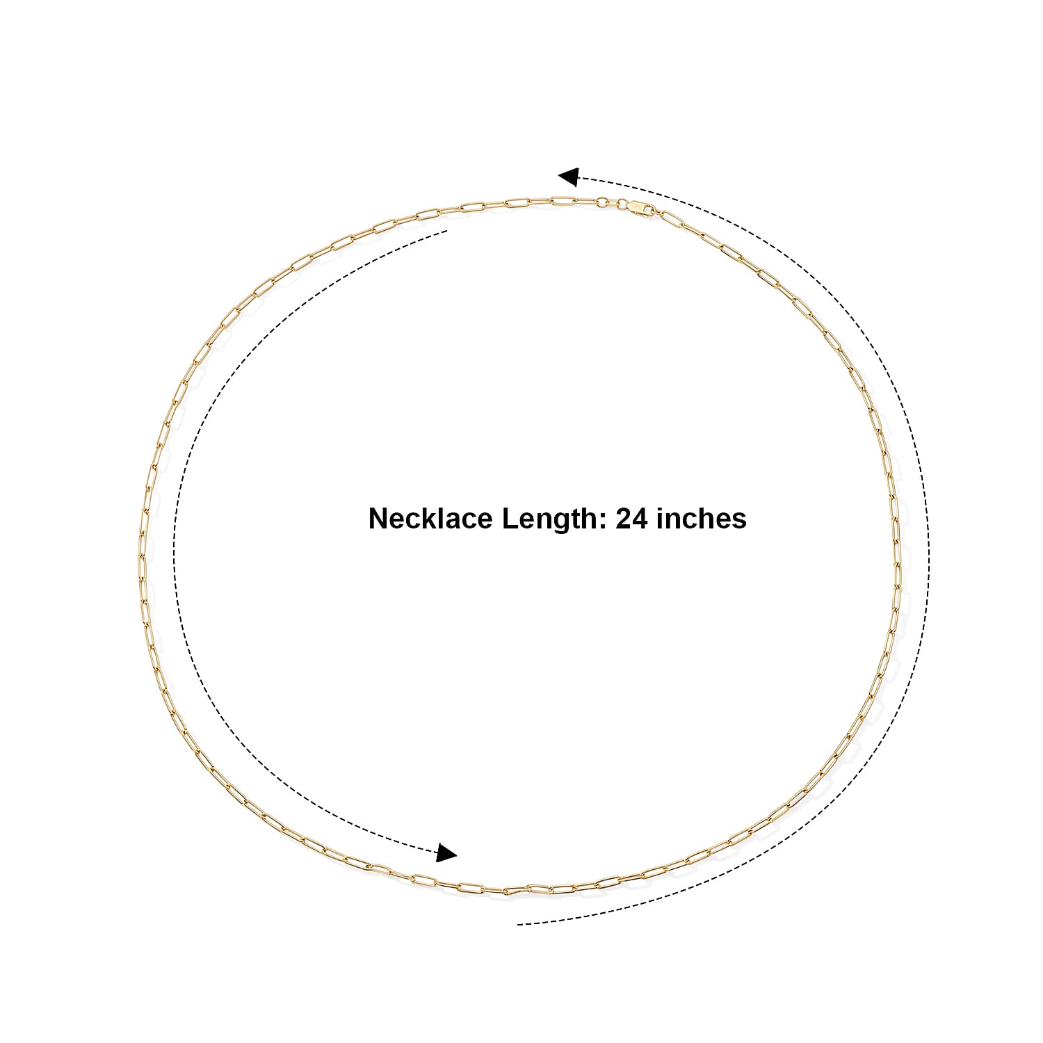 Hollow Paperclip 2.5mm Necklace in 14K Yellow Gold 24 Inches 2.70 Grams