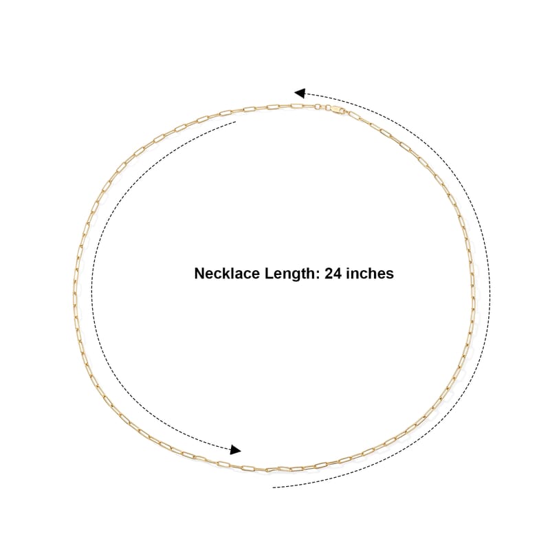 Hollow Paperclip 2.5mm Necklace in 14K Yellow Gold 24 Inches 2.70 Grams