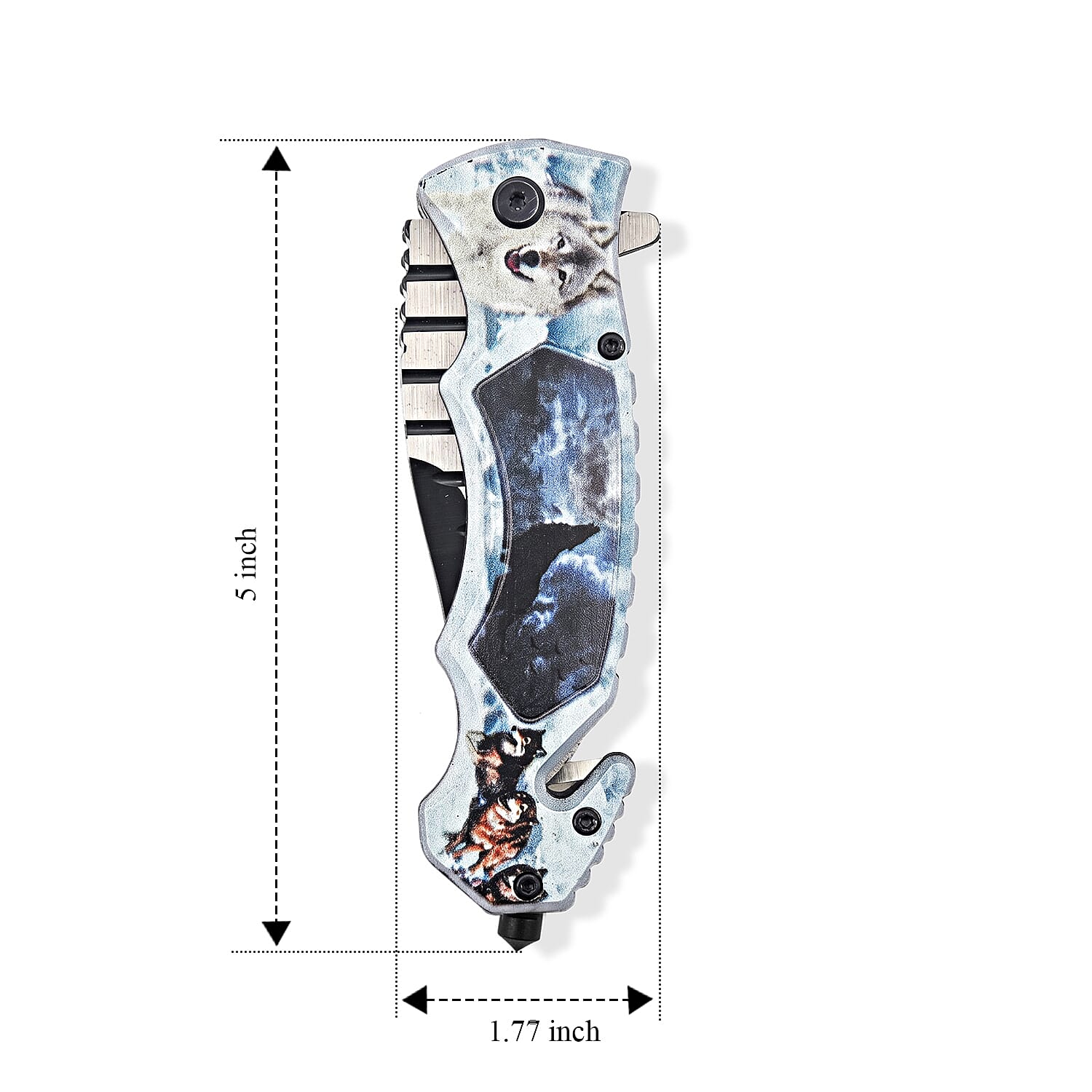 Wolf Pattern Folding Knife