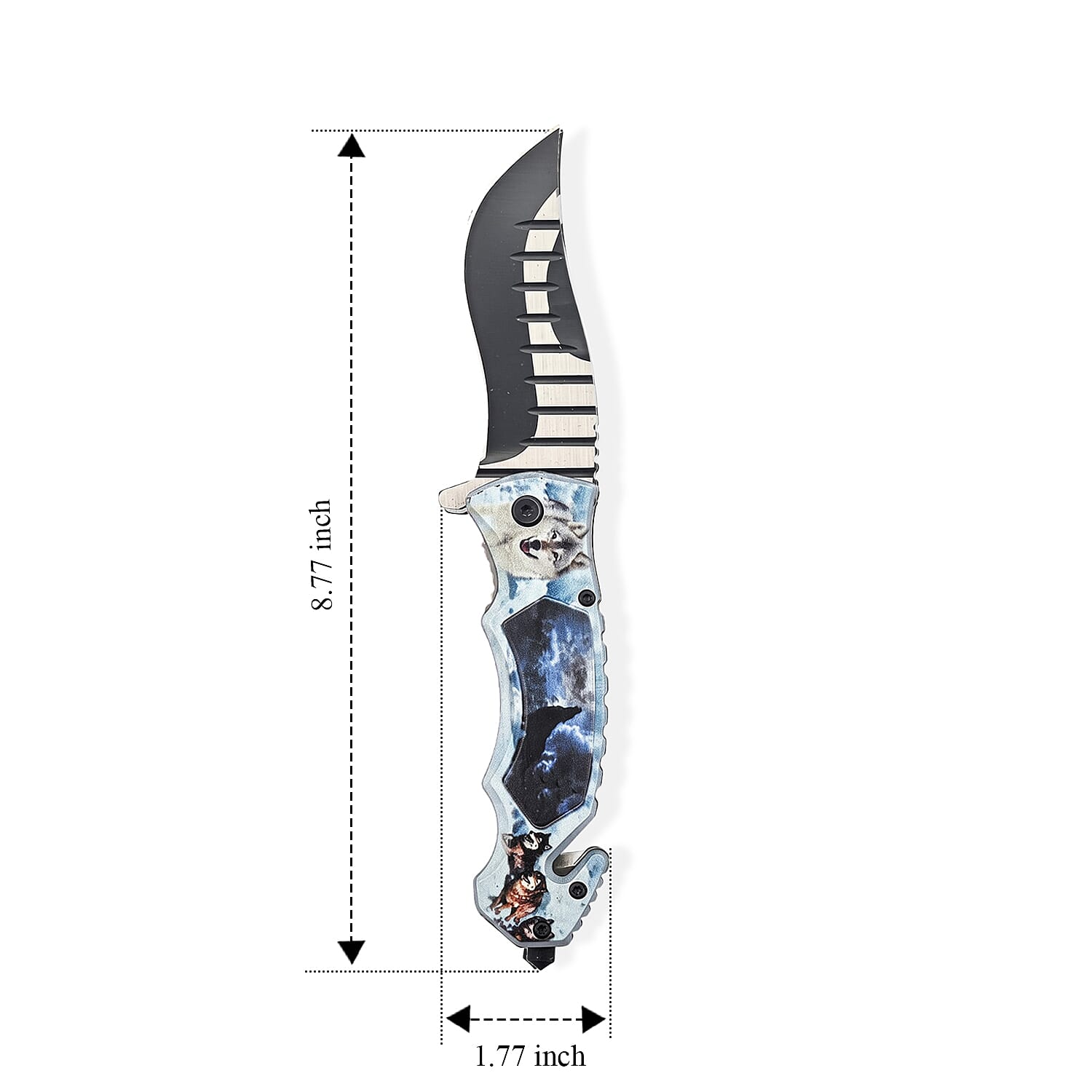 Wolf Pattern Folding Knife