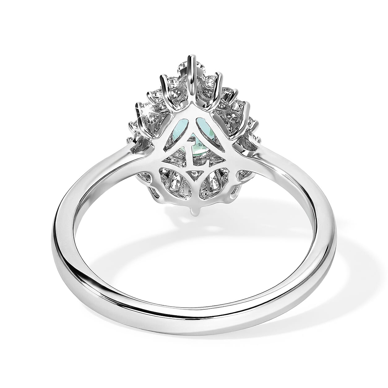 Certified and Appraised D'Joy Premium Boyaca Colombian Mint Emerald and Lab Grown Diamond G-H SI 1.00 ctw Ring in Rhodium Over Sterling Silver (Size 7.0)