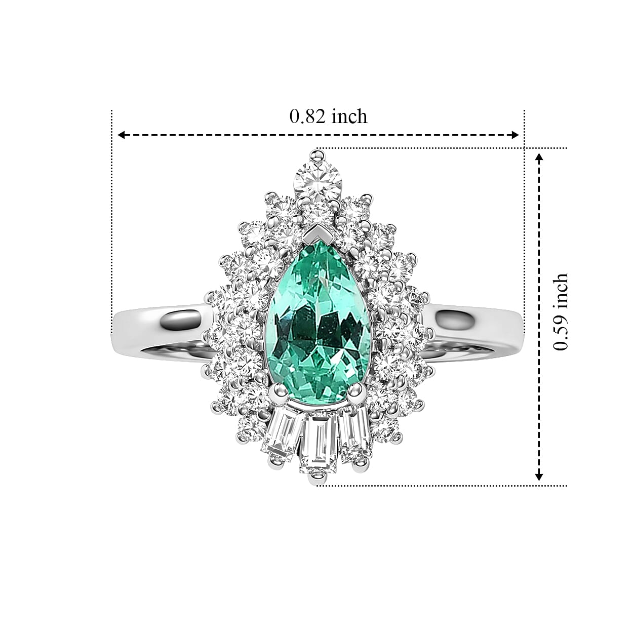 Certified and Appraised D'Joy Premium Boyaca Colombian Mint Emerald and Lab Grown Diamond G-H SI 1.00 ctw Ring in Rhodium Over Sterling Silver (Size 7.0)