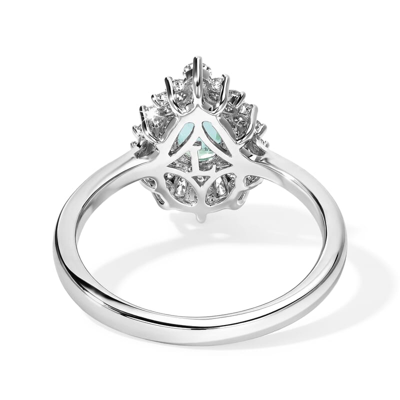 Certified and Appraised D'Joy Premium Boyaca Colombian Mint Emerald and Lab Grown Diamond G-H SI 1.00 ctw Ring in Rhodium Over Sterling Silver (Size 8.0)