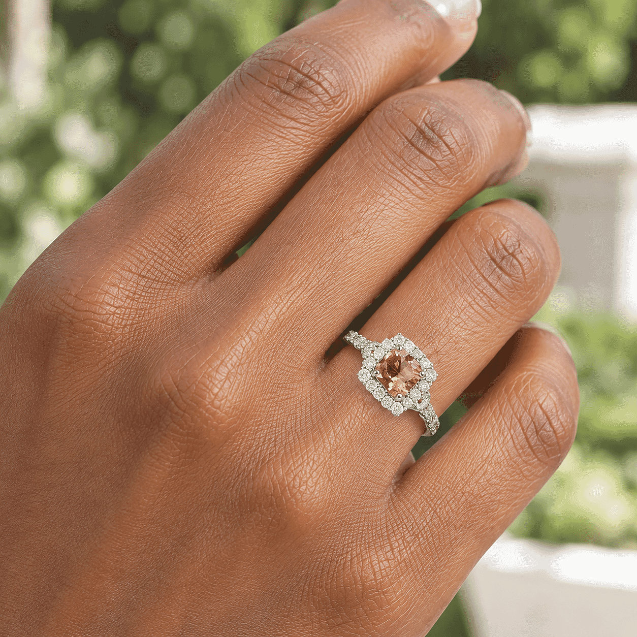 Certified and Appraised D'Joy Premium Asscher Cut Marropino Morganite and Moissanite 2.60 ctw Ring in 18K Vermeil Rose Gold Over Sterling Silver (Size 6.0)