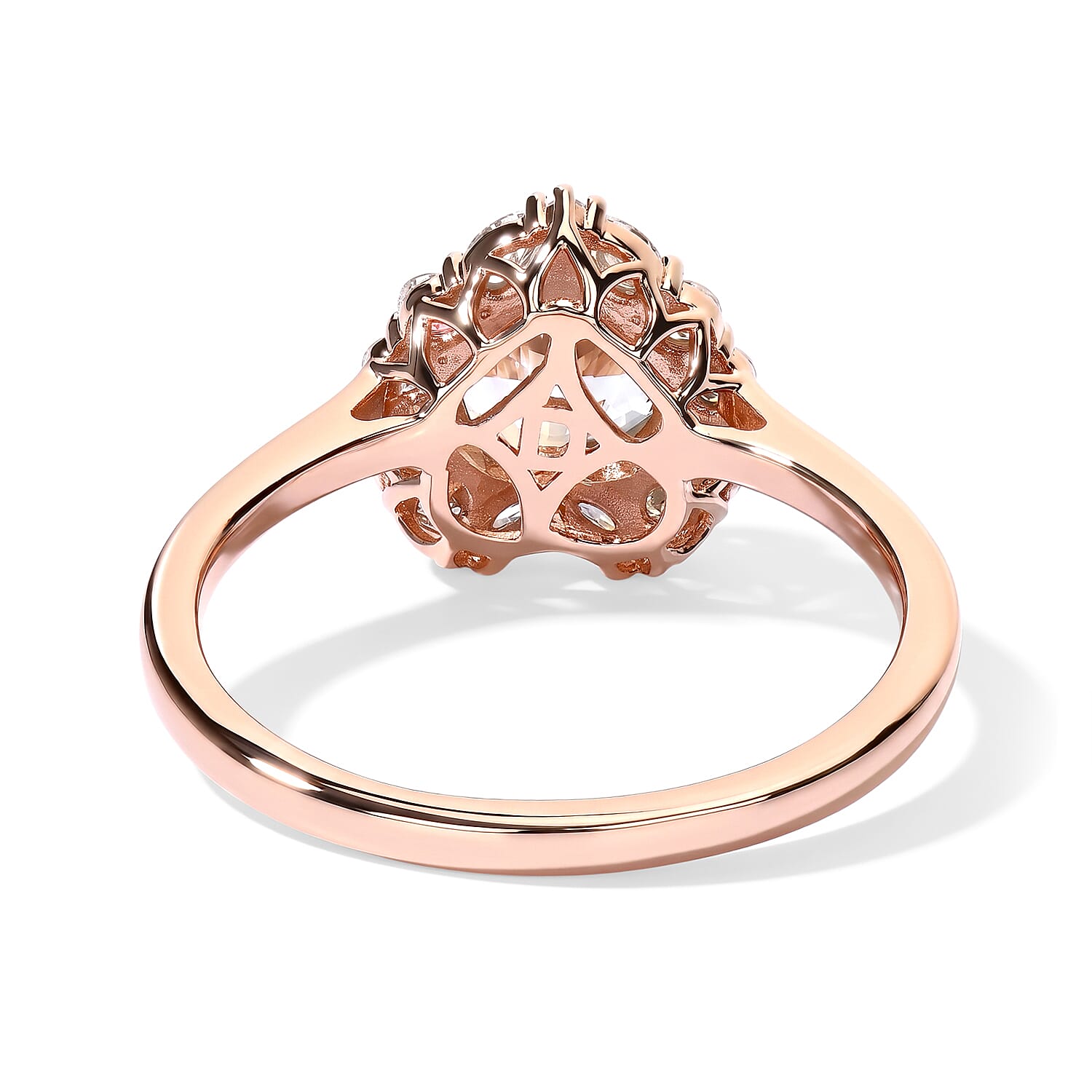 Certified & Appraised D'Joy Premium Marropino Morganite and Moissanite 1.70 ctw Heart Ring in 18K Vermeil Rose Gold Over Sterling Silver (Size 8.0)