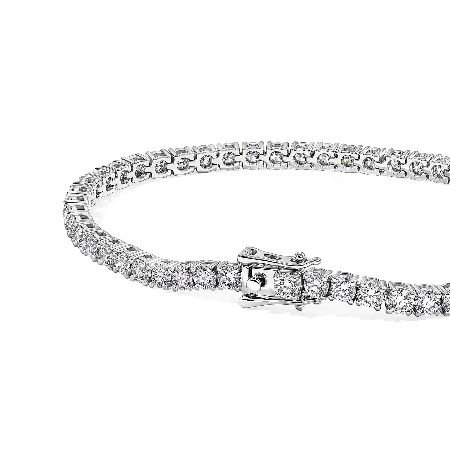 Luxuriant Lab Grown Diamond G-H SI 5.00 ctw Bracelet in Rhodium Over Sterling Silver (6.50 In)