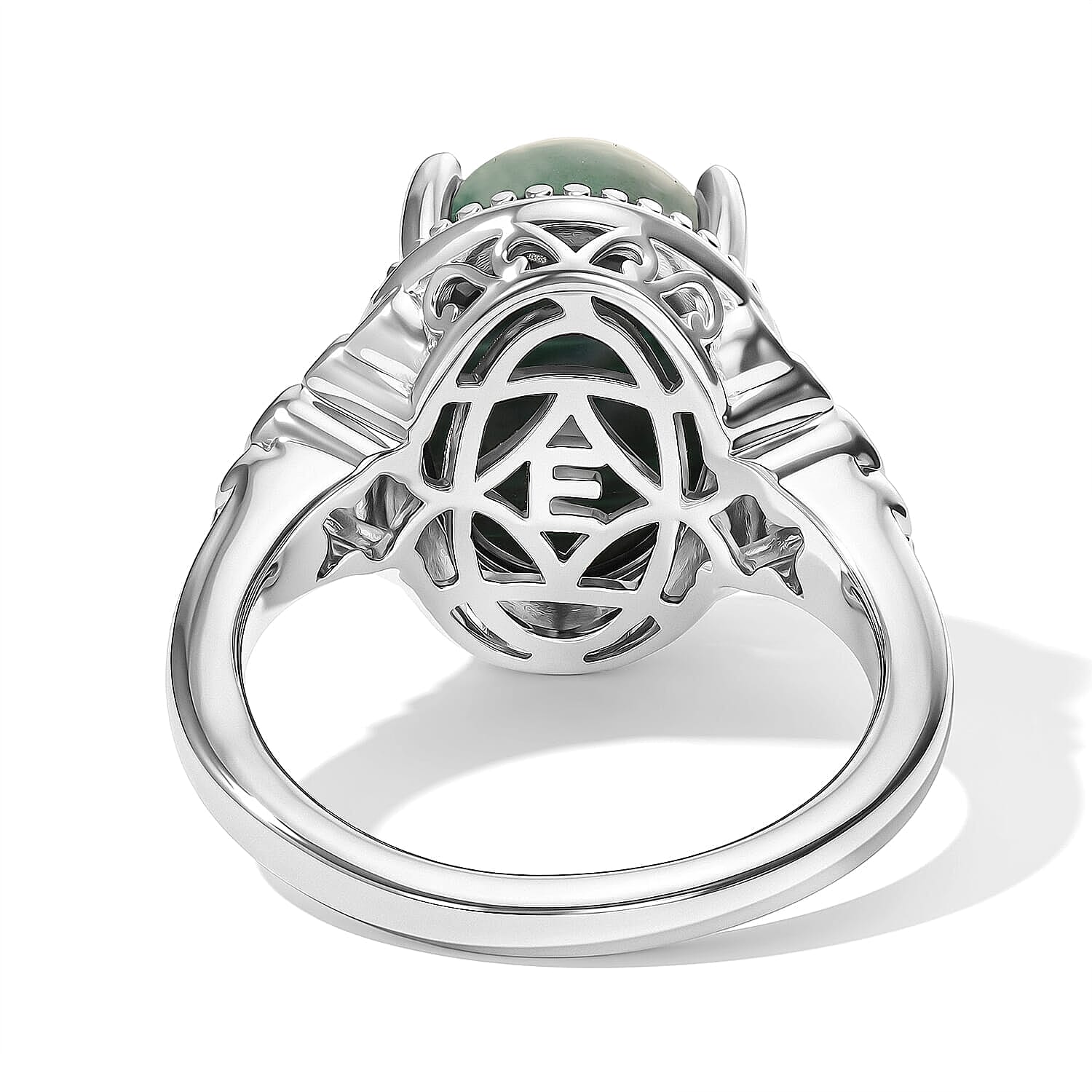 EverTrue African Malachite 8.90 ctw Verdant Filigree Ring in 18K YG Plated and Platinum Bond (Size 5.0)