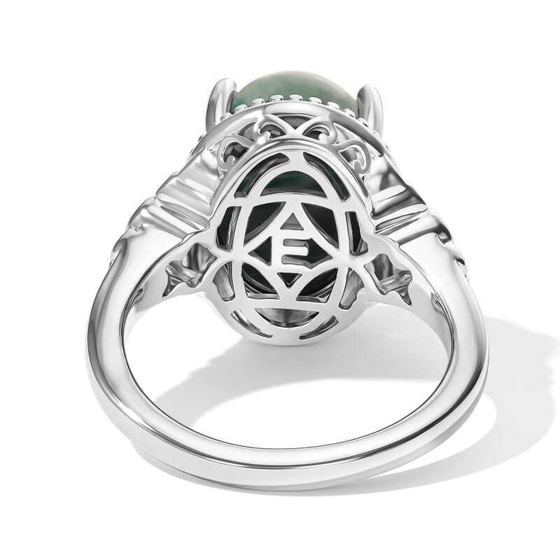 EverTrue African Malachite 8.90 ctw Verdant Filigree Ring in 18K YG Plated and Platinum Bond (Size 9.0)