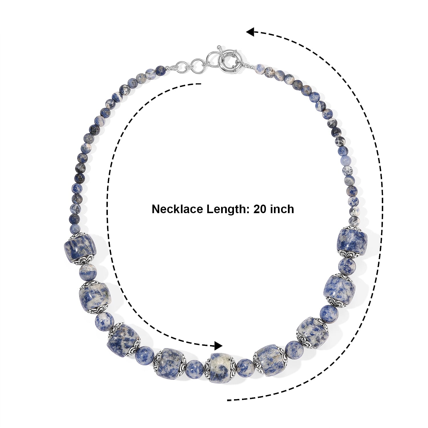 EverTrue Sodalite 395.00 ctw Beaded Necklace in Platinum Bond 20 Inches