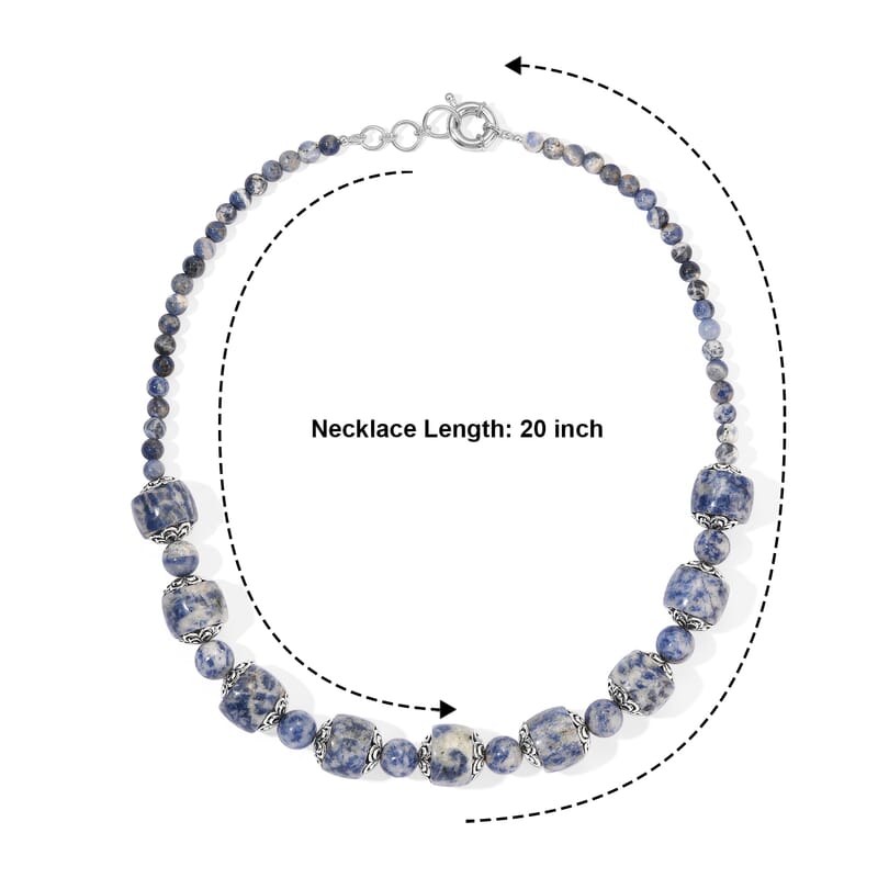 EverTrue Sodalite 395.00 ctw Beaded Necklace in Platinum Bond 20 Inches
