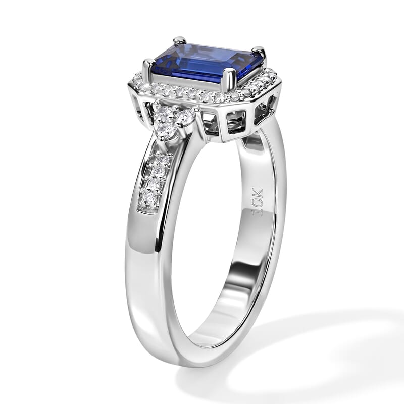 Luxoro Premium Tanzanite and Diamond I2 1.30 ctw Ring in 10K White Gold (Size 7.0) 4.30 Grams