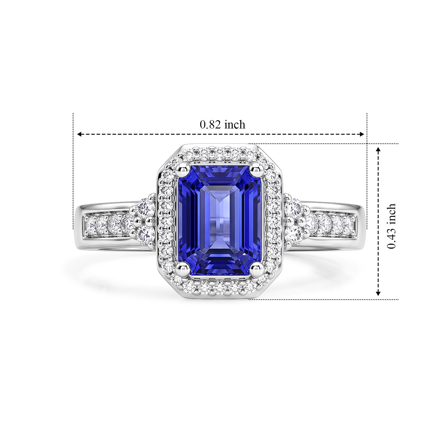 Luxoro Premium Tanzanite and Diamond I2 1.30 ctw Ring in 10K White Gold (Size 7.0) 4.30 Grams