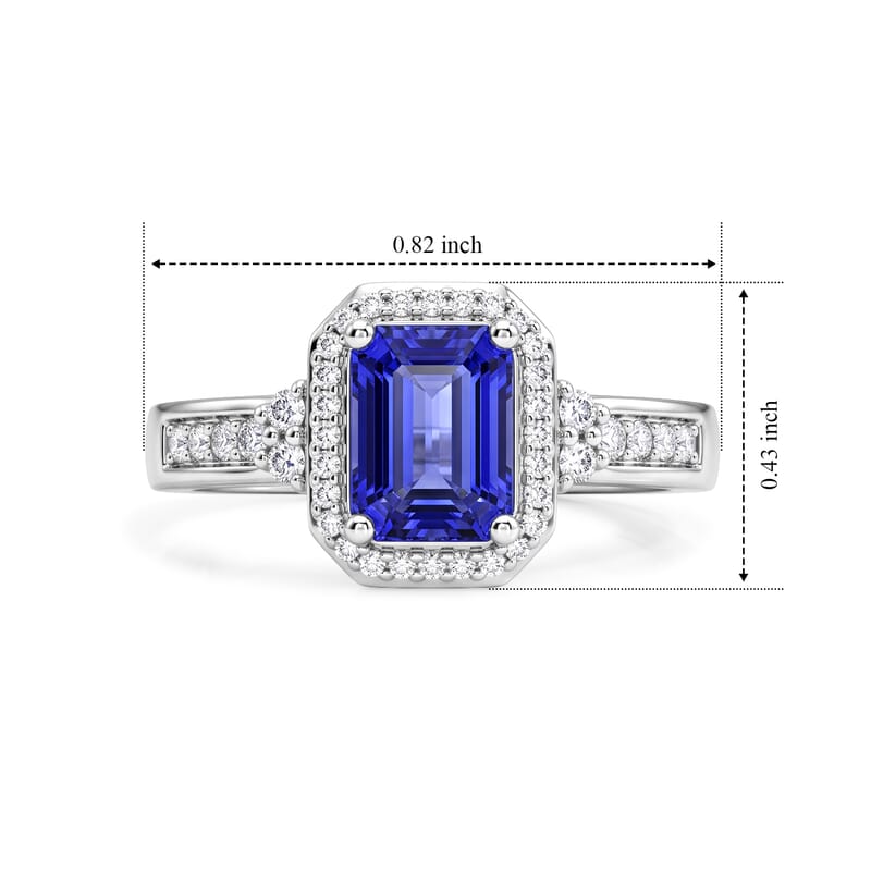 Luxoro Premium Tanzanite and Diamond I2 1.30 ctw Ring in 10K White Gold (Size 7.0) 4.30 Grams