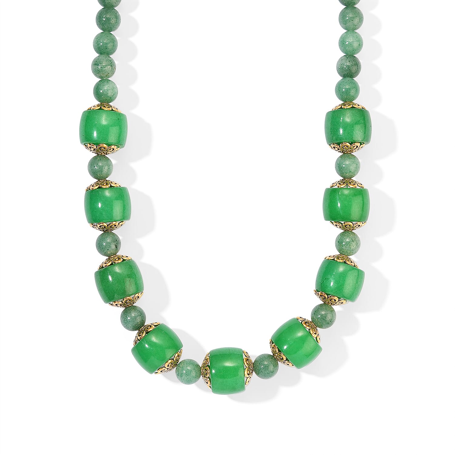 EverTrue Green Aventurine 485.00 ctw Beaded Necklace in 18K YG Plated 20 Inches