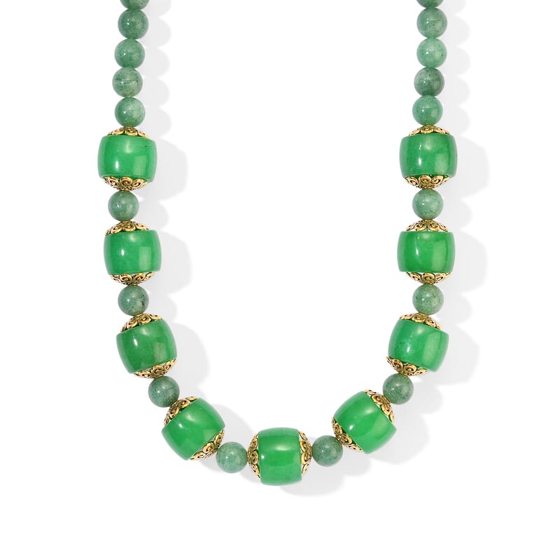 EverTrue Green Aventurine 485.00 ctw Beaded Necklace in 18K YG Plated 20 Inches