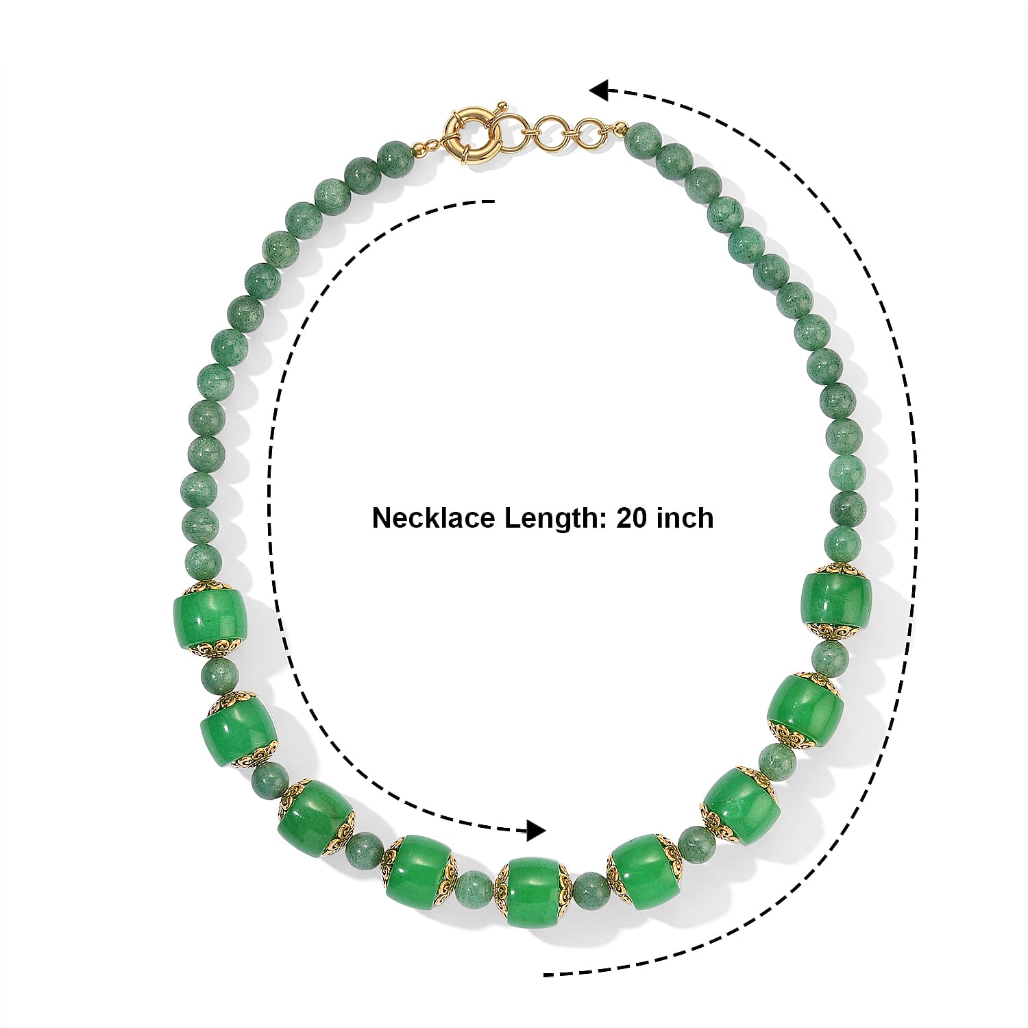 EverTrue Green Aventurine 485.00 ctw Beaded Necklace in 18K YG Plated 20 Inches