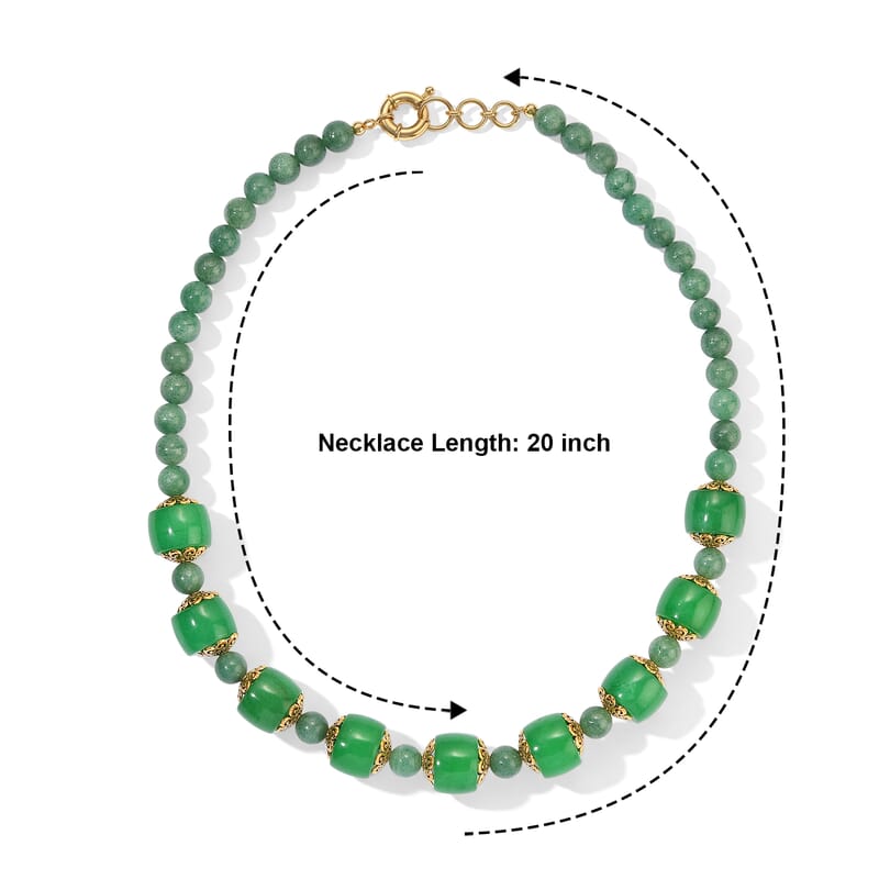 EverTrue Green Aventurine 485.00 ctw Beaded Necklace in 18K YG Plated 20 Inches