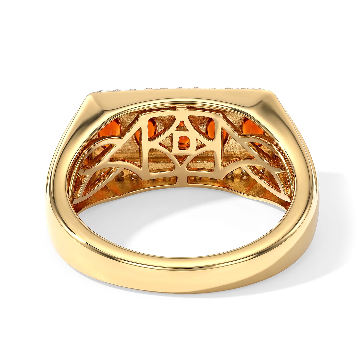 D'Joy AAA Crimson Fire Opal and Moissanite 1.00 ctw Men's Ring in 18K Vermeil Yellow Gold Over Sterling Silver (Size 9.0)